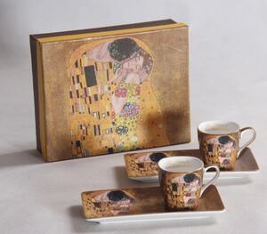 Porceláncsésze oldaltálcával 50ml, 2 személyes, Klimt:The Kiss