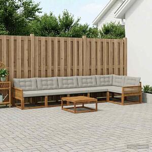 Kültéri kanapé szett 7 pcs Természetes és Világosszürke
