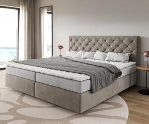 DELIFE Boxspring ágy Dream-Great mikroszálas bézs 200x200 cm bonell matrac PU-topper