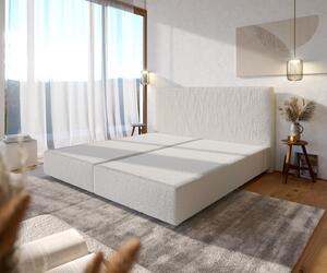 DELIFE Boxspring ágy Dream-Well bouclé krémfehér 200x200 cm