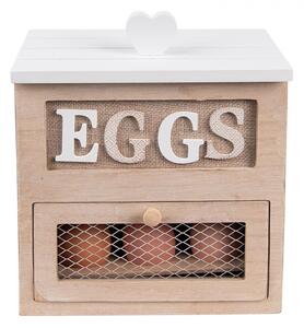 Asztali tojástartó fadoboz 18x9x20cm,barna fehér tetővel