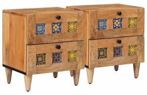 Éjjeliszekrény 2 pcs Természetes 40 x 33 x 46 cm Tömör Mangófát