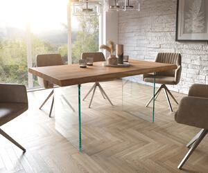 DELIFE Étkezőasztal Edge 160x90 XL akác természetes üveg Live-Edge