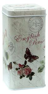 English Rose rózsás konyhai fémdoboz teának 14,5x7,5x7,5cm
