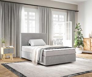 DELIFE Boxspring ágy Dream-Well 120x200 cm mikroszálas ezüstszürke matraccal és topperrel