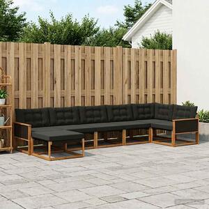 Kültéri kanapé szett párnával 7 pcs Természetes és Fekete