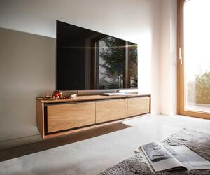 DELIFE TV szekrény Stonegrace 145 cm akác természetes 3 ajtós kőfurnér lebegő