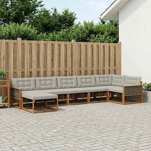 Kültéri kanapé szett 7 pcs Természetes és Világosszürke