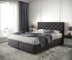 DELIFE Boxspring ágy Dream-Great 160x200 cm mikroszálas fekete matraccal és topperrel