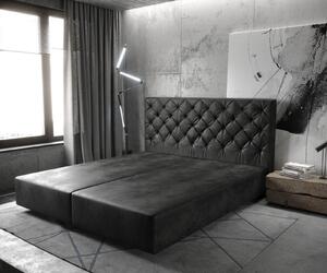 DELIFE Boxspring ágy Dream-Great 180x200 cm mikroszálas antracit vintage