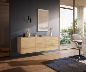DELIFE Komód Cuor 180 cm Laminam® Sabbia kerámia tölgyszínű 2 ajtós 3 fiókos lebegő