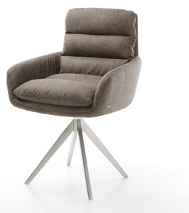 DELIFE Étkezőszék Abelia-Flex karfás mikroszálas taupe vintage kereszt láb szögletes rozsdamentes acél