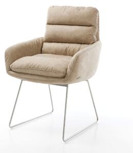 DELIFE Étkezőszék Abelia-Flex mikroszálas bézs vintage karfás vékony lábazat rozsdamentes acél