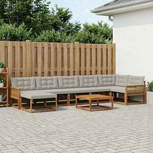 Kültéri kanapé szett 8 pcs Természetes és Világosszürke