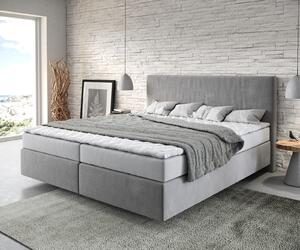 DELIFE Boxspring ágy Dream-Well 180x200 cm mikroszálas szürke matraccal és topperrel