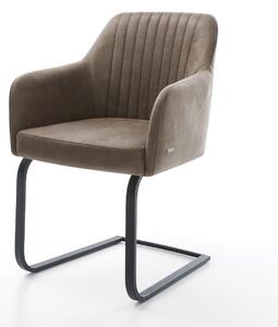 DELIFE Étkezőszék Greg-Flex mikroszálas taupe vintage étkezőszék lapos fekete zsákrugós