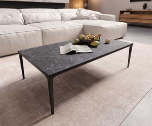 DELIFE Dohányzóasztal Levente 110x60 cm Laminam® kerámia Nero Greco antracit fém láb fekete