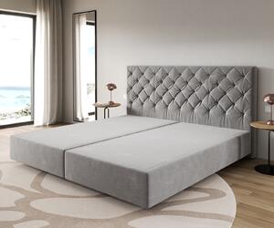 DELIFE Boxspring ágy Dream-Great mikroszálas szürke 200x200 cm