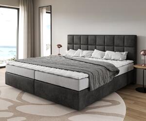 DELIFE Boxspring ágy Dream-Fine mikroszálas antracit vintage 200x200 cm bonell matrac PU-topper