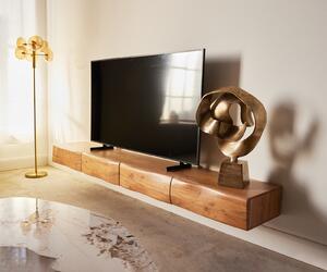 DELIFE TV szekrény New Live-Edge 240 cm akác természetes 4 fiókos lebegő