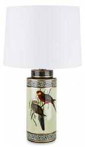 Papagájos kerámia asztali lámpa fehér búrával 67x36x36cm