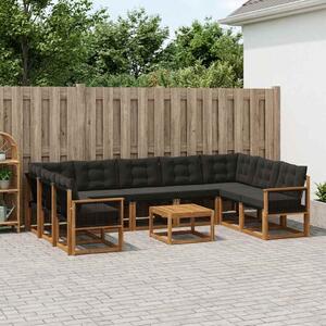 Kültéri kanapé szett párnával 10 pcs Természetes és Fekete