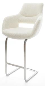 DELIFE Bárszék Yago-Flex bouclé fehér étkezőszék lapos rozsdamentes acél zsákrugós