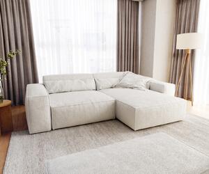 DELIFE Sarokkanapé Sirpio XL 270x170 cm bouclé krémfehér variálható rekamié puffal