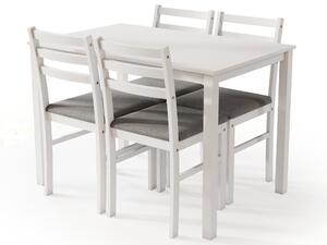 MAZZONI EXPORT TORINO étkezőgarnitúra asztal + 4 szék Fehér/Világosszürke (Savana 21 szövet) - FA ÉTKEZŐ GARNITÚRA KONYHÁBA/ÉTKEZŐBE