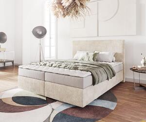 DELIFE Boxspring ágy Dream-Well 160x200 cm kord bézs matraccal és topperrel