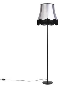 Retro állólámpa fekete, nagyi lámpabúra fekete-szürke 45 cm - Simplo