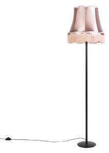 Retro állólámpa fekete nagyi lámpabúrával rózsaszínben 45 cm - Simplo