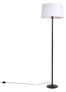 Fekete állólámpa fehér vászon búrával 45 cm - Simplo
