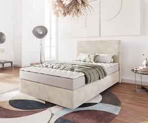 DELIFE Boxspring ágy Dream-Well 120x200 cm kordbársony bézs matraccal és topperrel