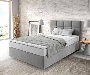 DELIFE Boxspring ágy Dream-Fine 120x200 cm mikroszálas szürke matraccal és topperrel
