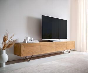 DELIFE TV szekrény Kayu 220 cm akác természetes 4 ajtós V láb
