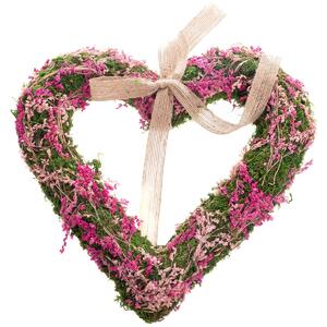 Függő mohaszív szárított virágokkal, rózsaszínű , 30 x 4 cm