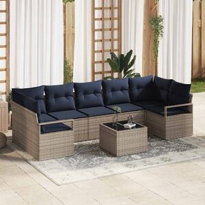 Kanapé Szett 8 pcs Szürke polirattan
