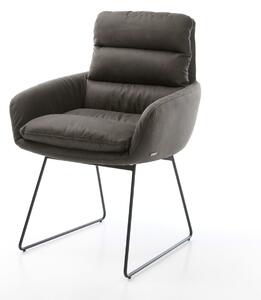 DELIFE Étkezőszék Abelia-Flex karfás mikroszálas antracit vintage fekete vékony lábazattal