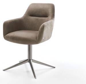 DELIFE Étkezőszék Pejo-Flex mikroszálas taupe vintage grafit láb 360° forgatható hintamechanizmus zsákrugó