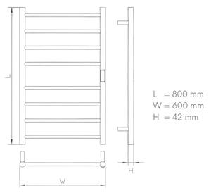 Elektromos design radiátor termosztáttal NERO Italia SS-NOP01- 60 x 80 cm