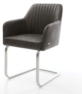 DELIFE Étkezőszék Greg-Flex mikroszálas antracit vintage étkezőszék lapos rozsdamentes acél zsákrugós
