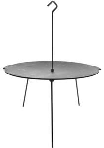 3 Lábú Öntöttvas Grilltárcsa / Sütőtárcsa, Akasztóval - Ø 52 cm - Enyhén íves, kerek