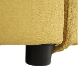 KONDELA Luxus kivitelű ülőgarnitúra, sárga/barna párnák, jobbos, MARIETA U