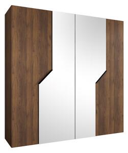 Gardróbszekrény Hartford 598, Laminált forgácslap, 202x200x52cm, Fekete, Dió