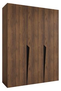 Gardróbszekrény Hartford 604, Laminált forgácslap, 202x150x52cm, Fekete, Dió