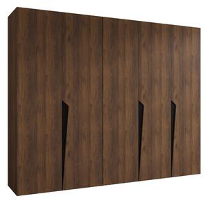 Gardróbszekrény Hartford 606, Laminált forgácslap, 202x250x52cm, Fekete, Dió