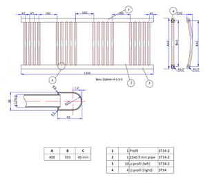 Ecoradco törölközőszárító radiátor 30 x 130 cm (fehér)