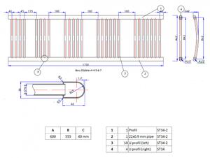 Ecoradco törölközőszárító radiátor 60 x 170 cm (fehér)