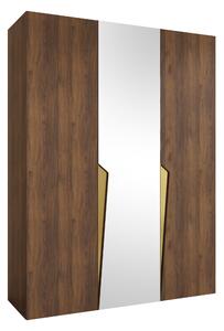 Gardróbszekrény Hartford 609, Laminált forgácslap, 202x150x52cm, Aranysárga, Dió